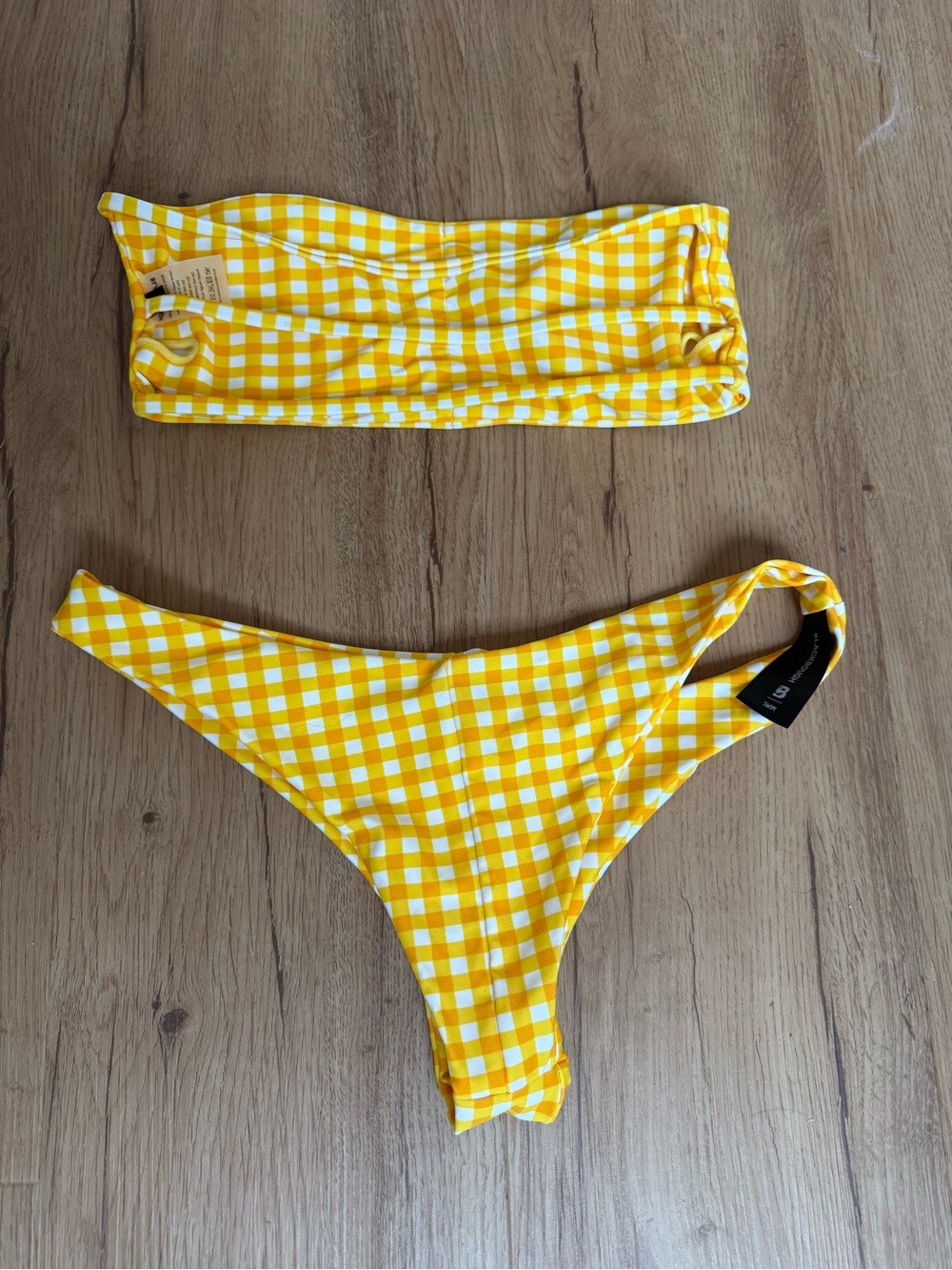 Blackbough Yellow Gingham Bandeau Bikini Set (Nev… - image 2
